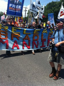 Ann Wright and others at front of Bradley Manning march. Ft. Meade 6/1/13 Photo Credit: codepinkhq