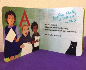 Signed copy of "A is for Activist"