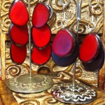 Tagua Earrings in Brilliant Ruby Reds