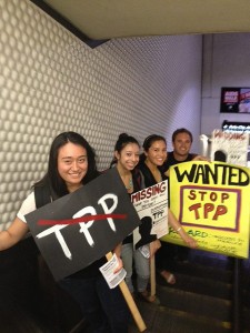 Global Exchange 2013 Summer interns protesting to stop the TPP