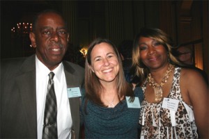 Annie Leonard (c) with Global Exchange board members Walter (l) and Wanda (r)