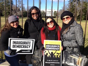 People visiting DC last week say: "#InaugurateDemocracy! Money OUT, Voters IN!"