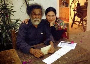 Chelis at the Graphic Arts Institute of Oaxaca (IAGO) with artist and Institute founder, Francisco Toledo 
