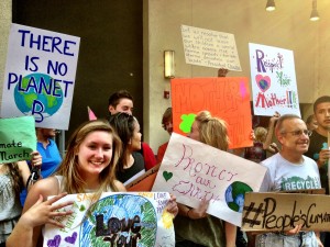 The Climate Train was greeted by rallies across the country (this one in Reno, NV).